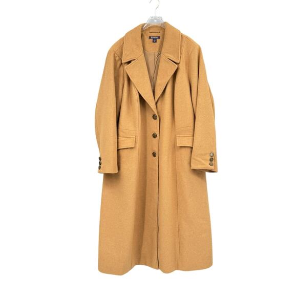 Roaman’s Women's Plus Camel Tan Wool Blend Long Winter Overcoat Coat - Picture 1 of 9